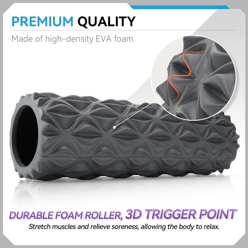 Foam Roller, 15 Inch Deep Tissue Massager for Muscle Massage, Myofascial Trigger Point Release, Exercise, Yoga, Pilates