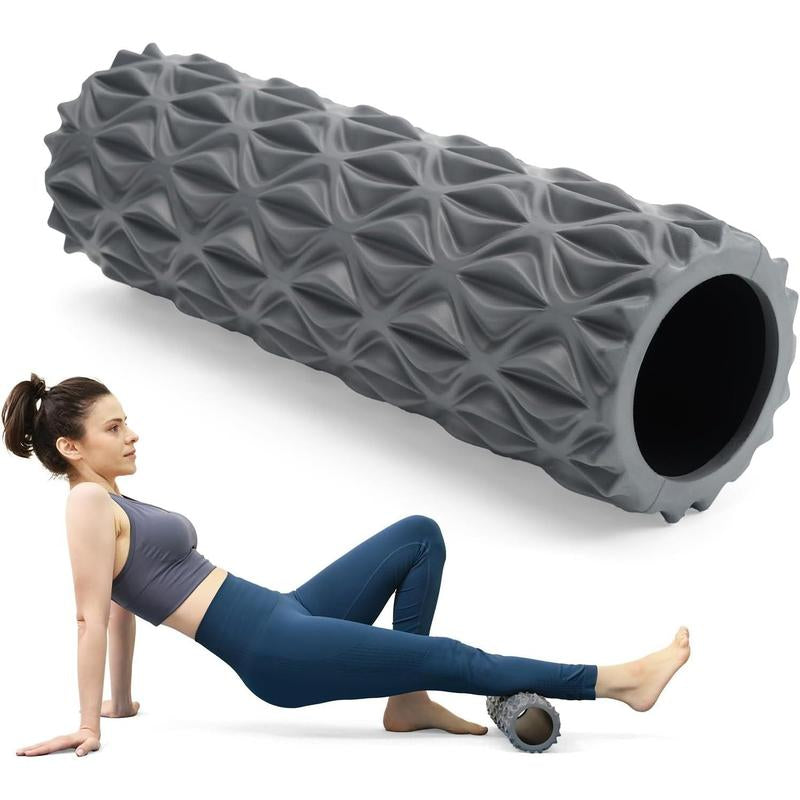 Foam Roller, 15Inch Deep Tissue for Massage, Myofascial Trigger Point Release, Exercise, Yoga, Pilates(Purple)