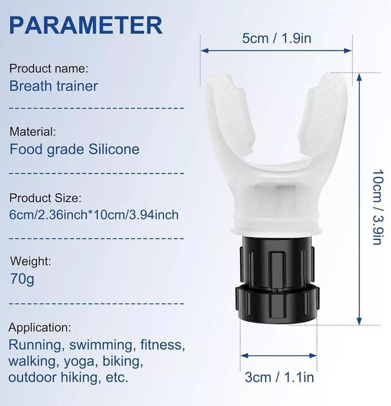 Portable Respiratory Muscle Trainer with Adjustable Resistance for Endurance and Strength - Durable Silicone Adjustable Lung Breathing Exercise Device