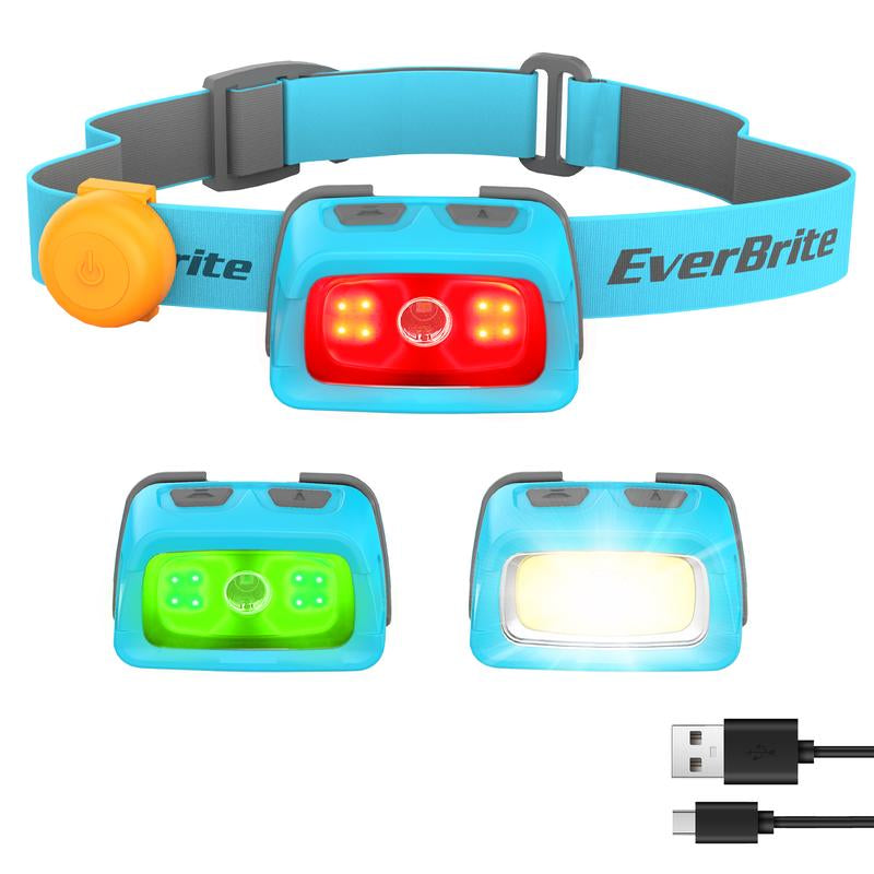 Everbrite Rechargeable Headlamp, 350 Lumens with Red Light and Memory Function, 7 Modes for Camping, Fishing, Hunting, and Night Vision