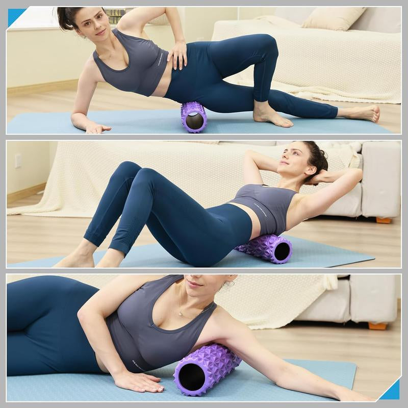 Foam Roller, 15Inch Deep Tissue for Massage, Myofascial Trigger Point Release, Exercise, Yoga, Pilates(Purple)