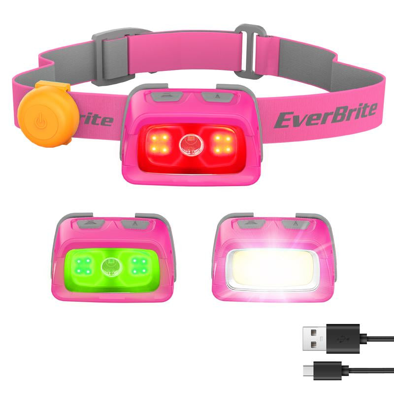 Everbrite Rechargeable Headlamp, 350 Lumens with Red Light and Memory Function, 7 Modes for Camping, Fishing, Hunting, and Night Vision