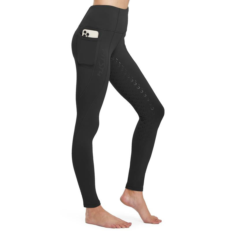 Women's Tights Fleece Lined Pants Silicon Grip with Pockets