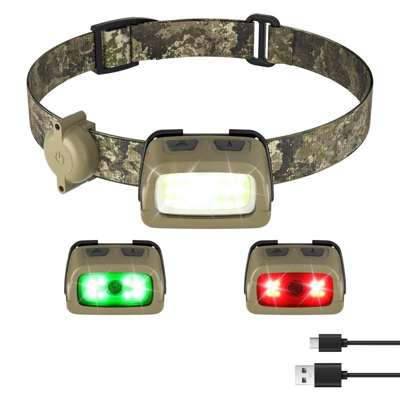 Everbrite Rechargeable Headlamp, 350 Lumens with Red Light and Memory Function, 7 Modes for Camping, Fishing, Hunting, and Night Vision
