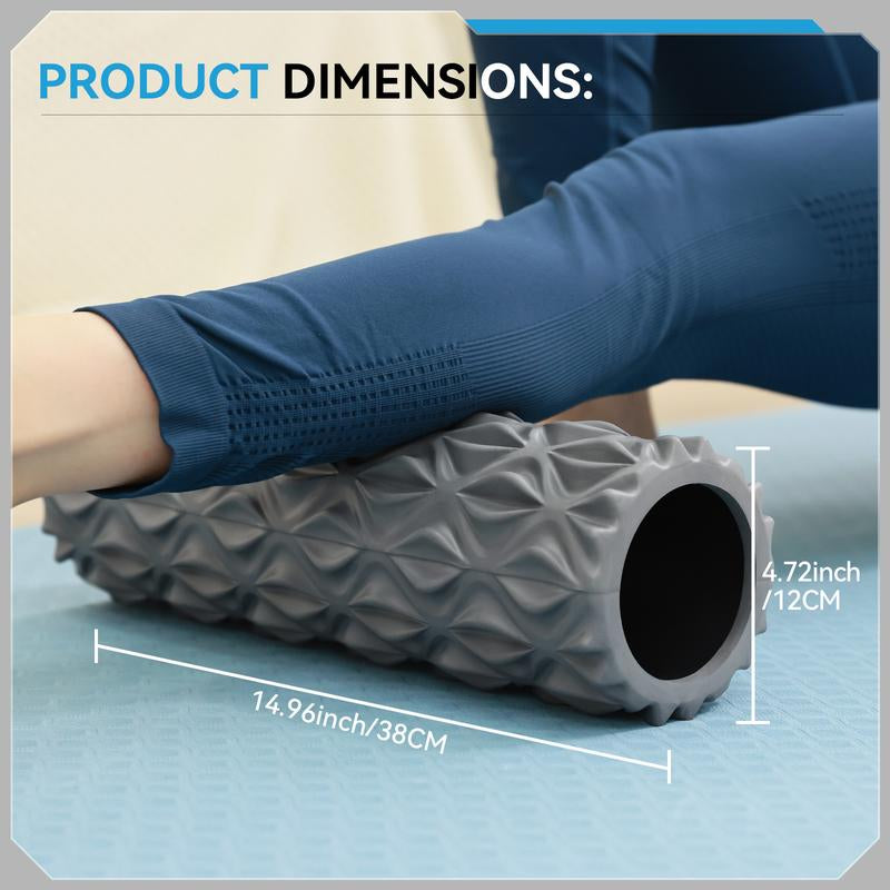 Foam Roller, 15 Inch Deep Tissue Massager for Muscle Massage, Myofascial Trigger Point Release, Exercise, Yoga, Pilates