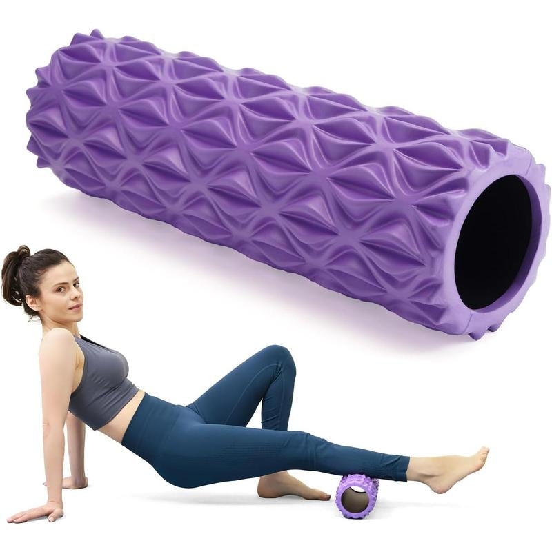 Foam Roller, 15Inch Deep Tissue for Massage, Myofascial Trigger Point Release, Exercise, Yoga, Pilates(Purple)