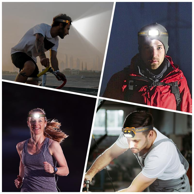 Everbrite Rechargeable Headlamp, 350 Lumens with Red Light and Memory Function, 7 Modes for Camping, Fishing, Hunting, and Night Vision