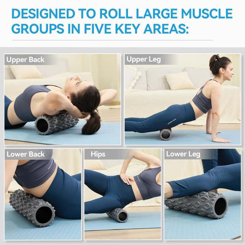 Foam Roller, 15 Inch Deep Tissue Massager for Muscle Massage, Myofascial Trigger Point Release, Exercise, Yoga, Pilates