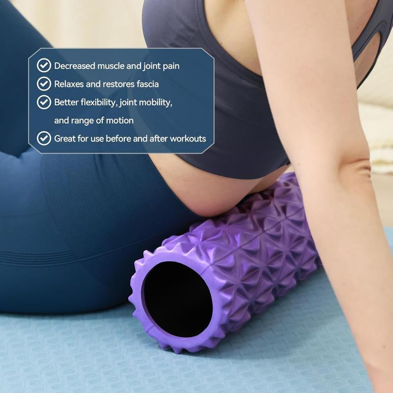 Foam Roller, 15Inch Deep Tissue for Massage, Myofascial Trigger Point Release, Exercise, Yoga, Pilates(Purple)