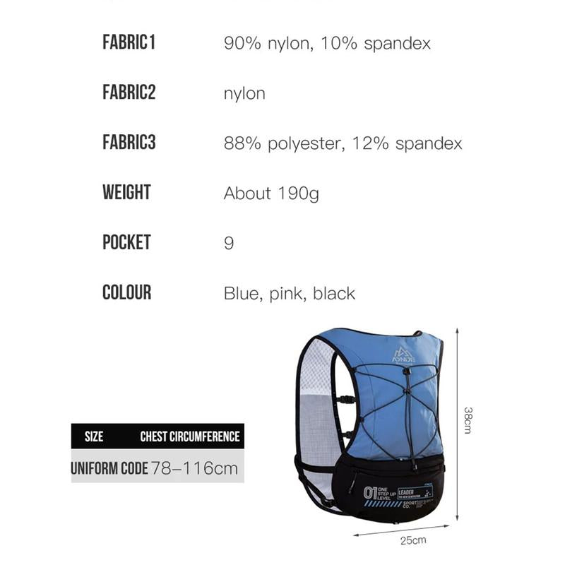 AONIJIE 5L Hydration Running Vest, Multifunctional Water Backpack with Water Bladder for Trail Running,Sports & Outdoor Clothes Accessories for Men &Women,Gym Bag,Bicycle Backpack,Activewear for Runners