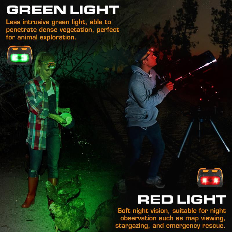 Everbrite Rechargeable Headlamp, 350 Lumens with Red Light and Memory Function, 7 Modes for Camping, Fishing, Hunting, and Night Vision